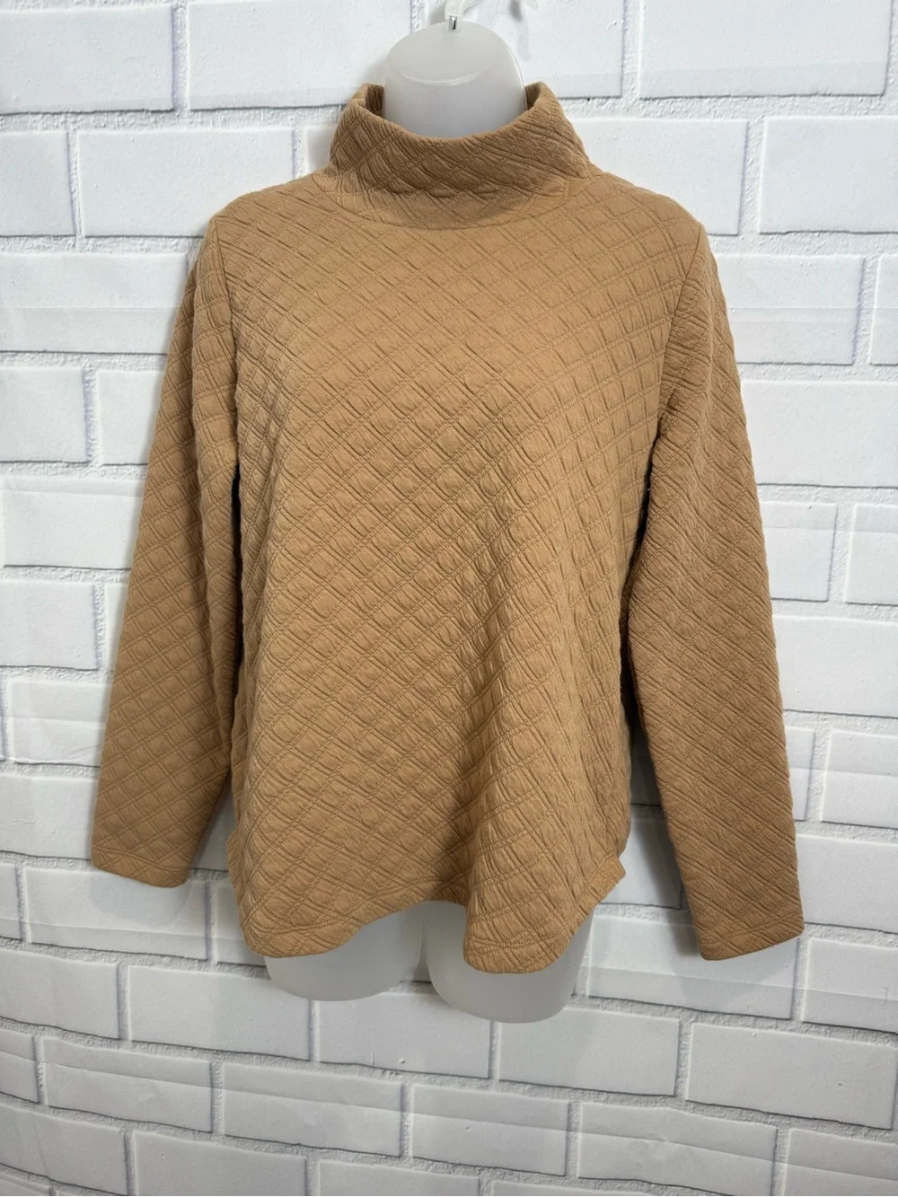 J.Crew Textured Turtleneck Sweater Camel Tan Size XS Cozy Chic neutral style
